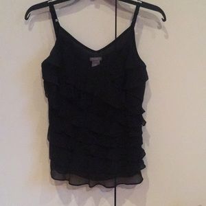 Ruffled black tank top! ONLY WORN ONCE!